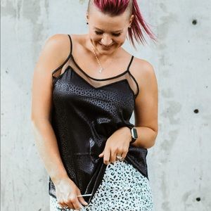 Black Leopard spaghetti strap tank top